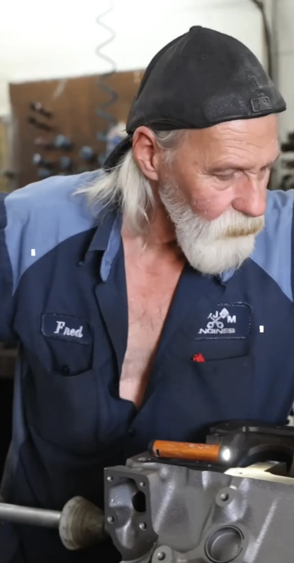 Fred working in MJM Engines machine shop